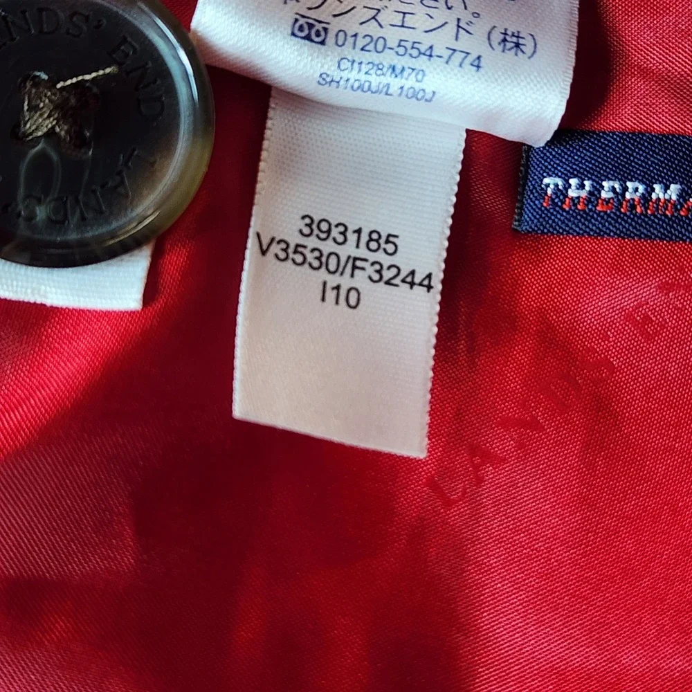 Lands‎ End Red Fleece Peacoat Jacket Womens 3X Plus Preppy Double Breasted
